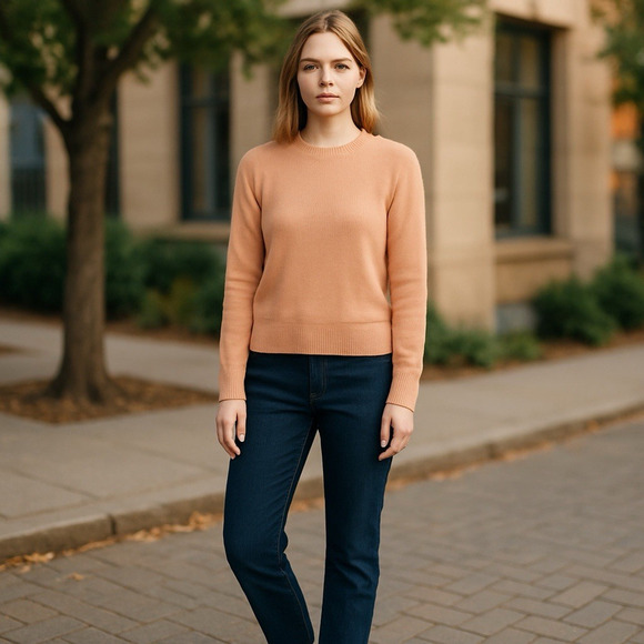 J.Crew Cashmere Sweater Women S Classic Fit Crewneck Pale Guava Quiet Luxury - Picture 15 of 16